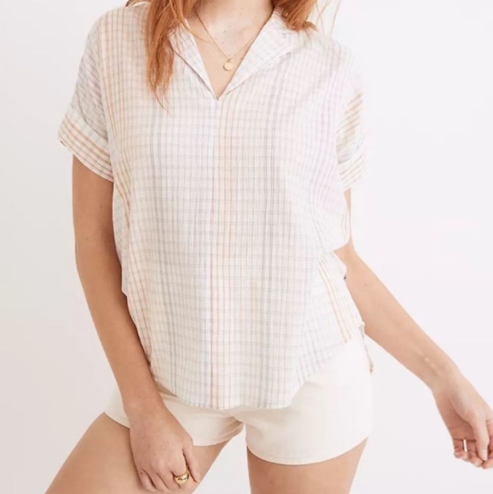 Madewell Lakeline popover shirt in rainbow plaid